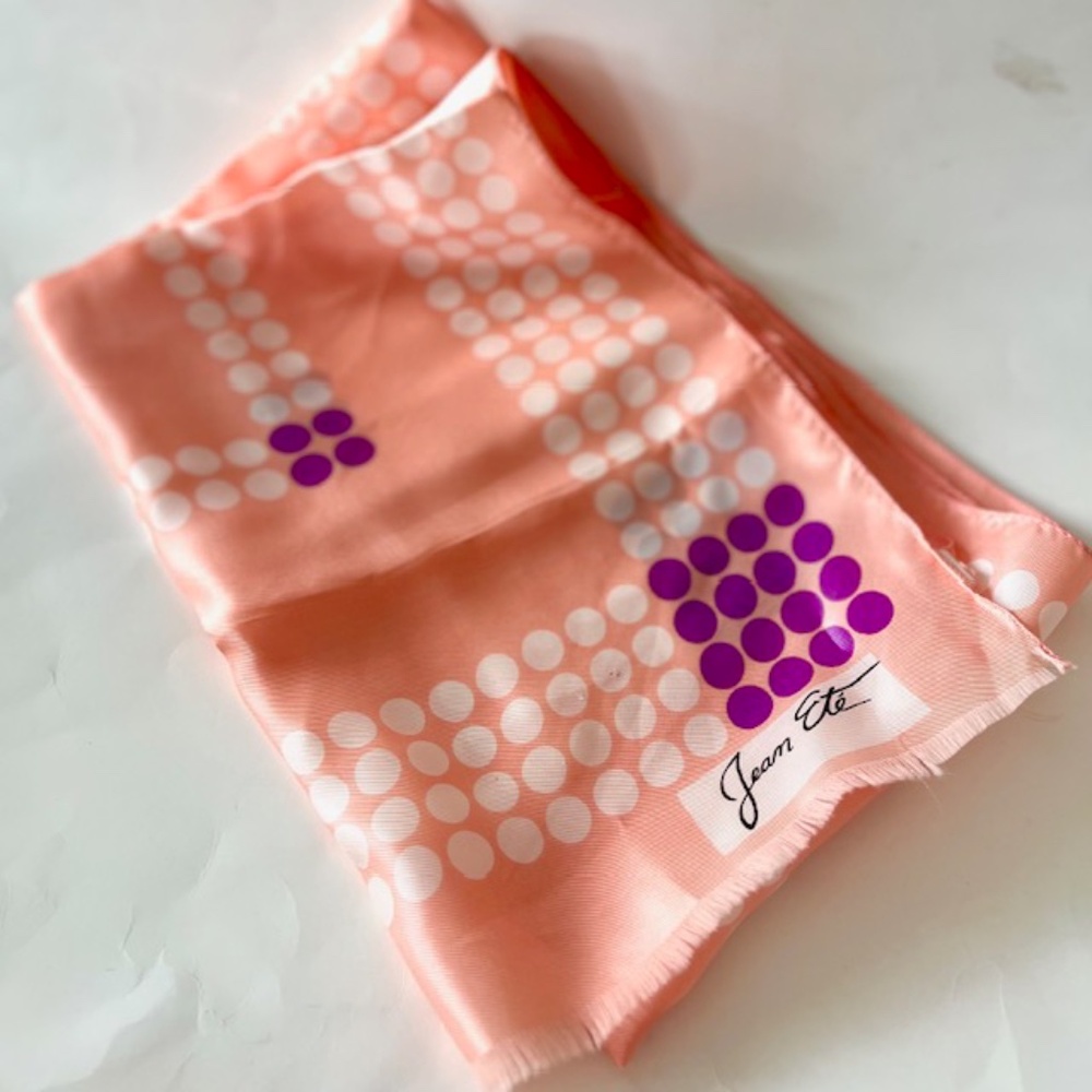 Jean Ete Vintage PolKa Dot Pink Scarf